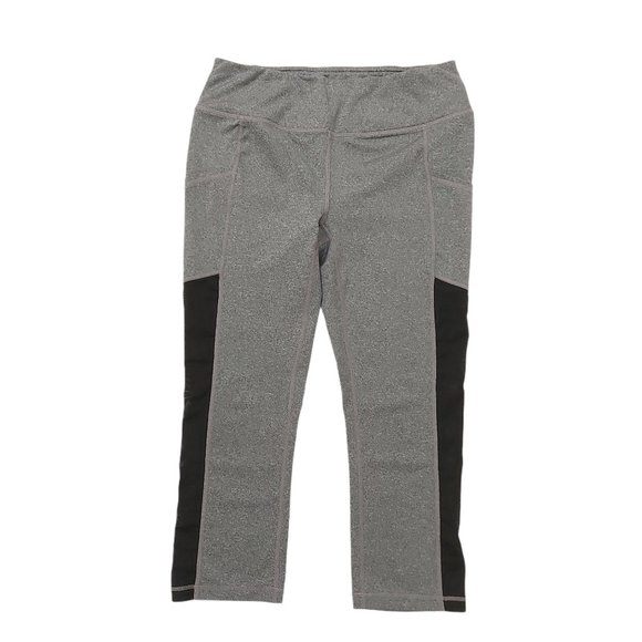 Reebok Capri Leggings Womens Size Medium Breathable Workout Running Gray - Picture 1 of 9